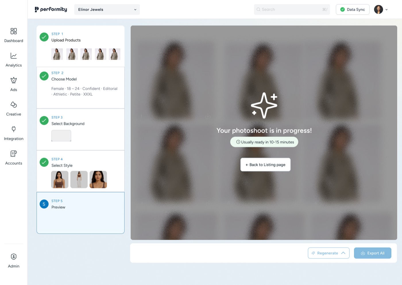 Generated photoshoot library
